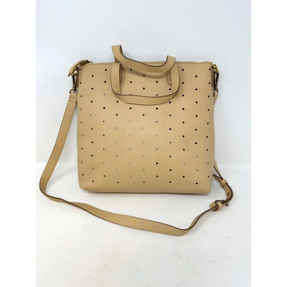 Madewell The Transport Crossbody Bag Geo Holepunch Edition Tan